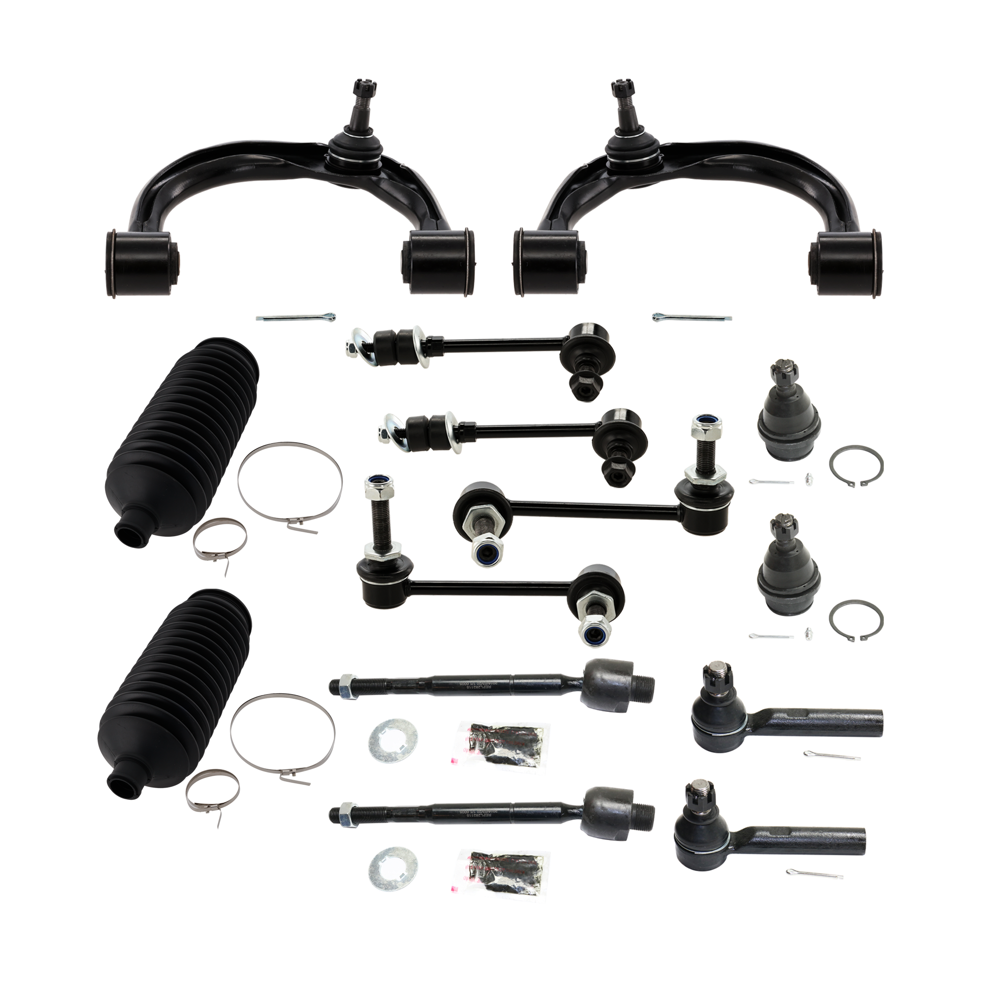 AM 4RUNNER 03-09 GX470-03-09 FRONT CONTROL ARM RH AND LH Upper w ball joint s 14 pc Kit with Ball Joint Steering Rack Boot Sway Bar Link Tie Rod End SKU KIT 122024 C567 OEM 4861060050-4861060070-486306