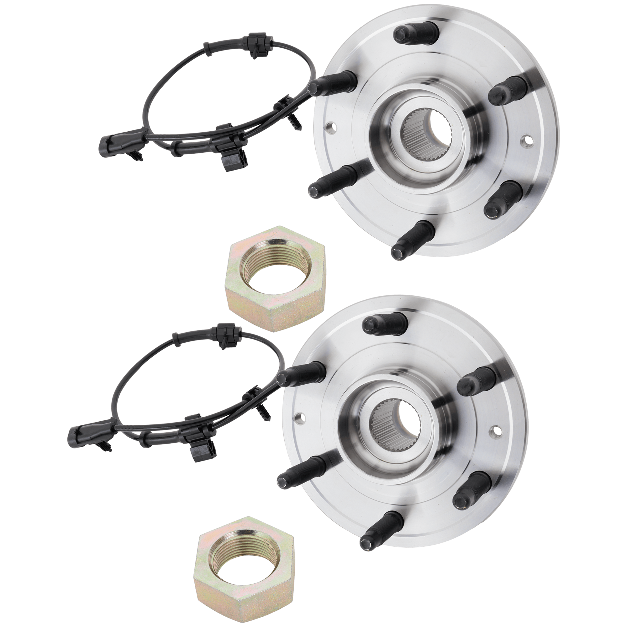 AM SILVERADO SIERRA 1500-05-07 EXPRESS SAVANA 1500-09-14 FRONT HUB ASSEMBLY RH AND LH 6 pc Kit 6 Studs 6 x 5.5 in. Bolt Pattern with Brake Disc and Brake Pad Set SKU KIT 122024 C578 OEM 19209040-15233113-15112382-889