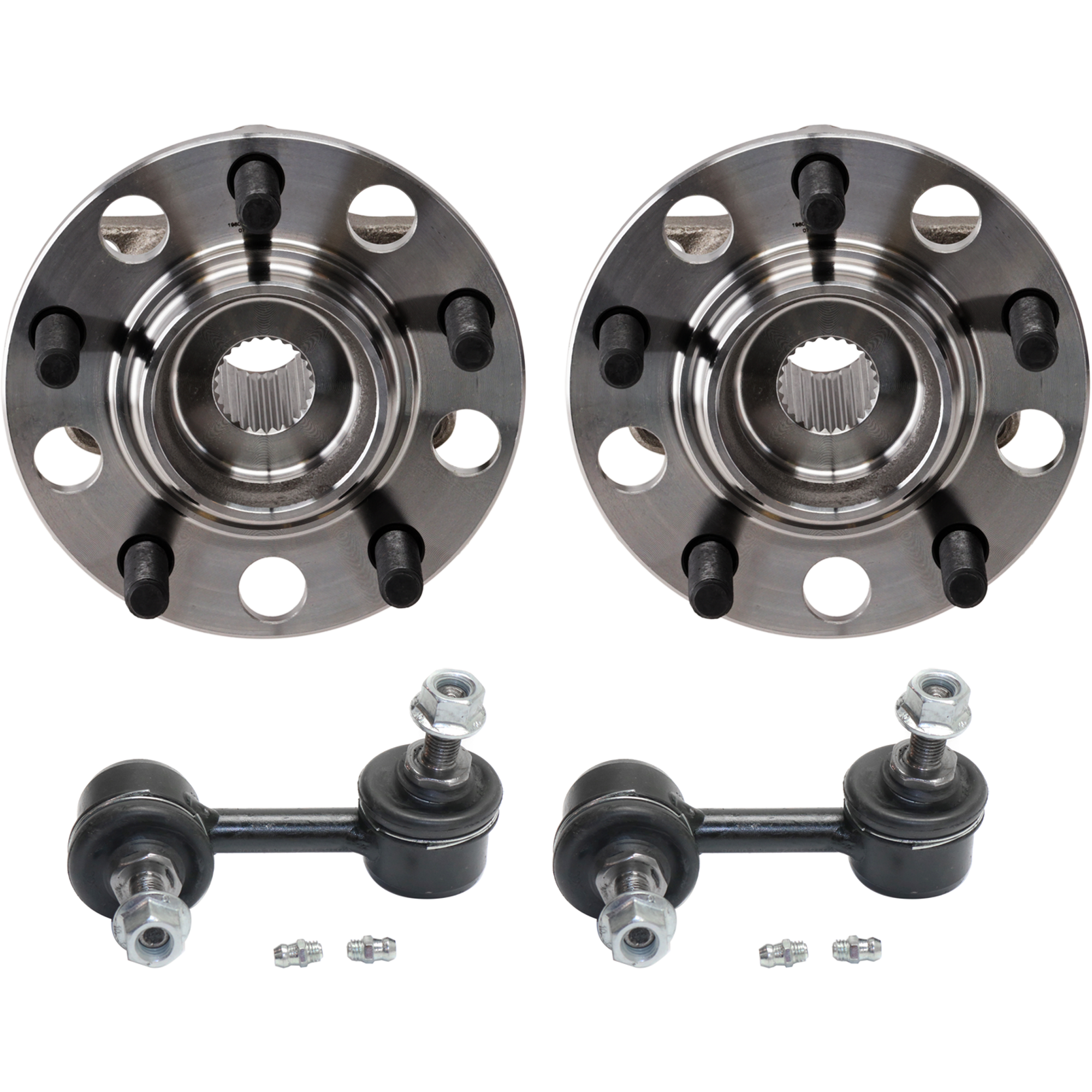 AM PATRIOT COMPASS 07-09 REAR HUB ASSEMBLY RH AND LH 5 Studs AWD 4WD 4 pc kit with Sway Bar Link SKU KIT 122024 C598 OEM 18322-1015596-18750289-46G0431