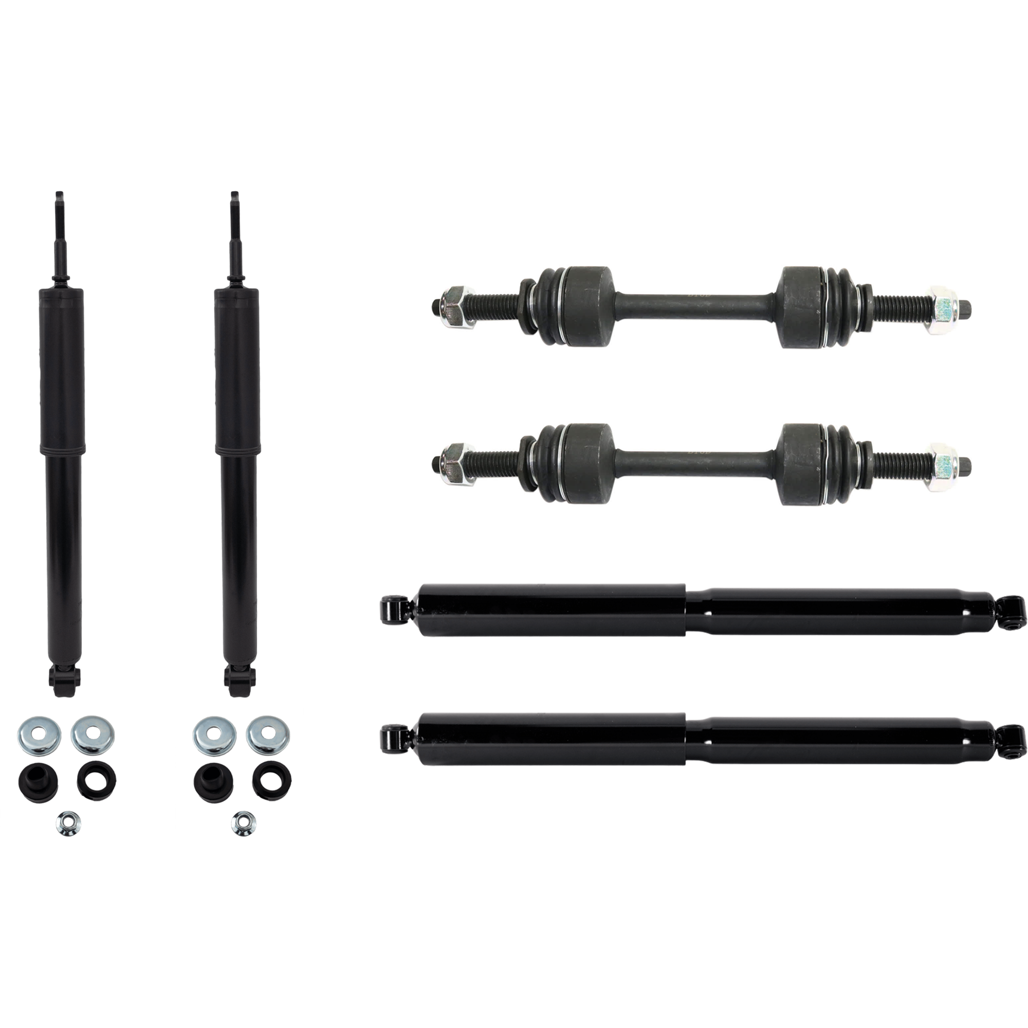 AM F 250 F 350 SUPER DUTY 10-16 FRONT AND REAR SUSPENSION KIT 6 pc kit with Shock Absorber and Strut Assembly and Sway Bar Link SKU KIT 122024 C617 OEM 61681-61682-77952-175448-3