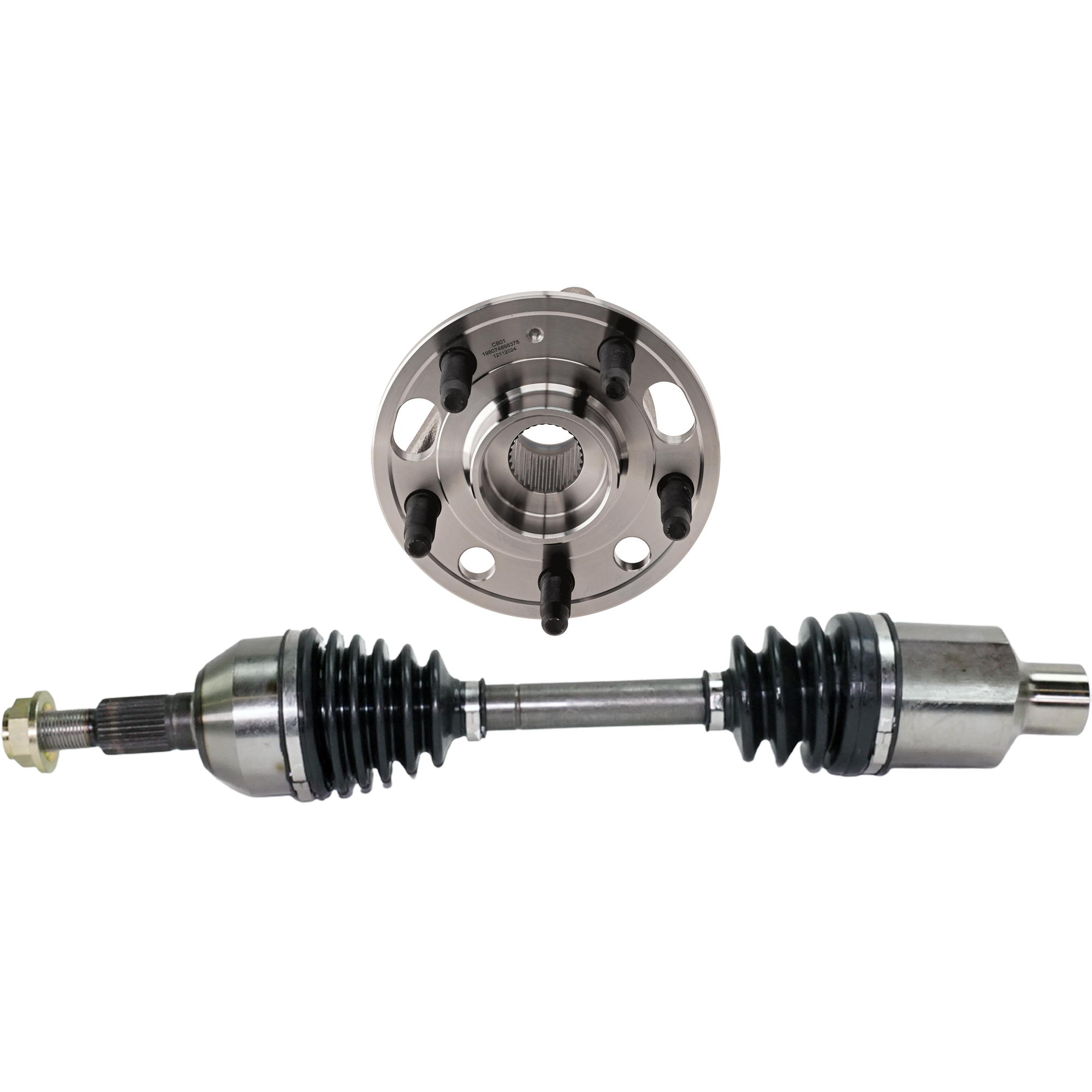 AM EQUINOX TERRAIN 10-16 FRONT CV AXLE ASSEMBLY RH 2.4L Eng 2 pc kit with Wheel Hub SKU KIT 122024 C624 OEM 91258036-94508502