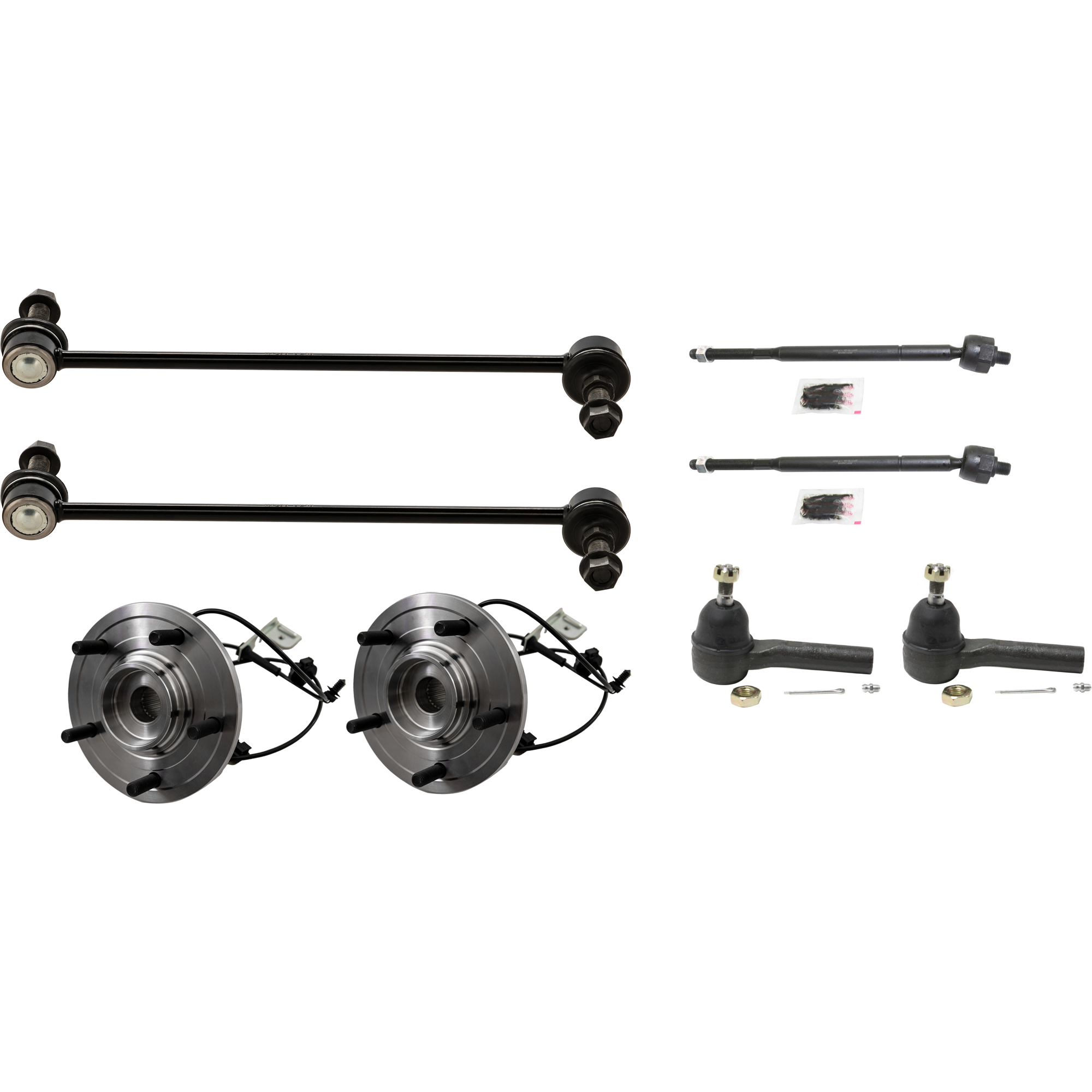 AM PACIFICA 04-06 FRONT SUSPENSION KIT 8 pc kit with Sway Bar Link Tie Rod End and Wheel Hub SKU KIT 122024 C643 OEM 102619-713201-7200349-40263