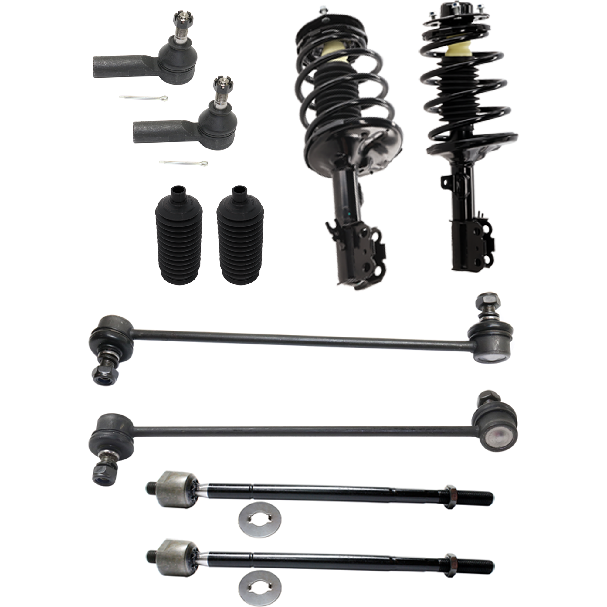 AM AVALON 97-03 CAMRY 97-01 FRONT SUSPENSION KIT RH AND LH 10 pc Kit with Steering Rack Boot Sway Bar Link and Tie Rod End SKU KIT 122024 C680 OEM 55S11281-502716799 SR4030 L