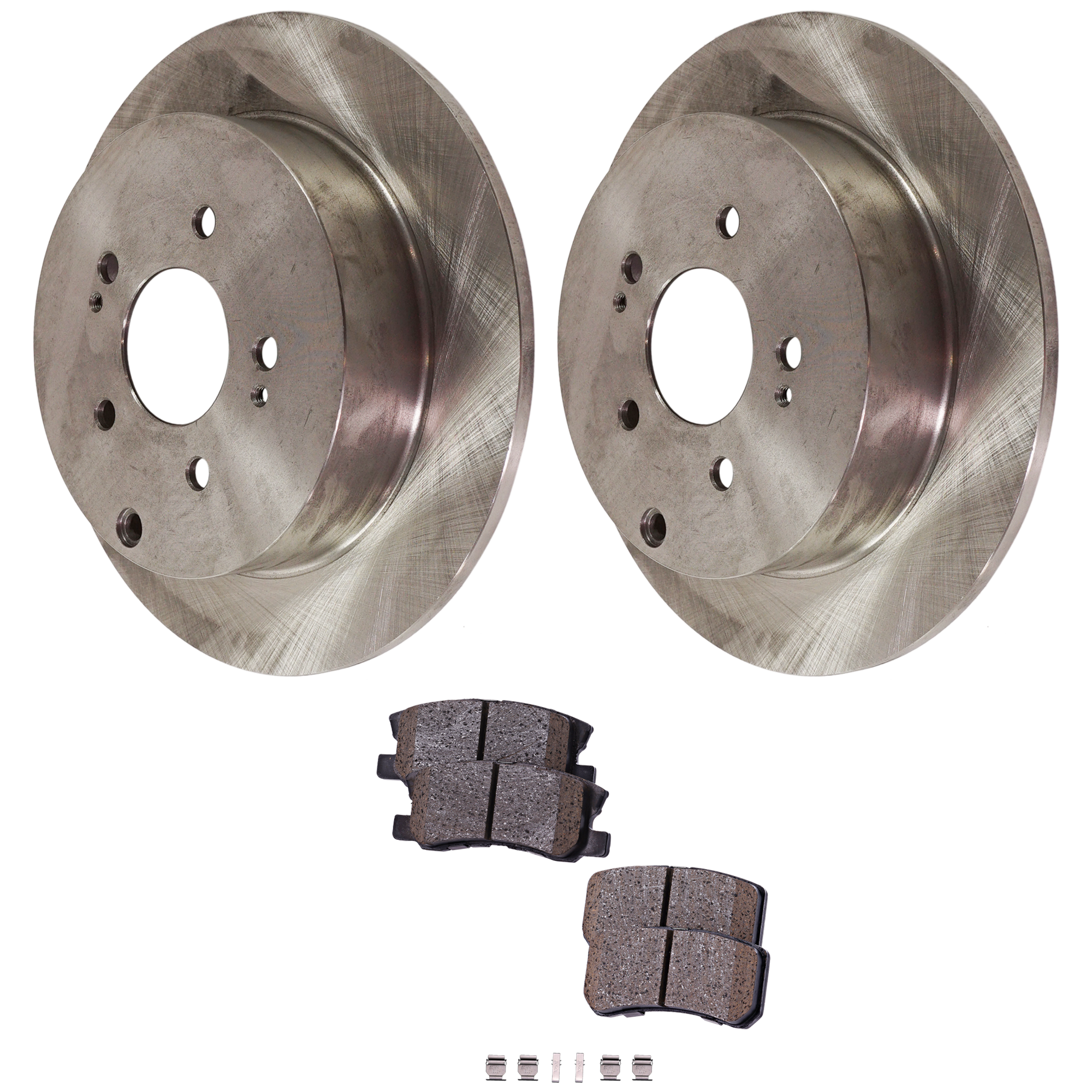 AM ENDEAVOR 04-11 REAR BRAKE DISC AND PAD KIT 2 Wheel Set Plain Surface Solid 5 Lugs SKU KIT 122024 C684 OEM MR569681 MR955407-4615A051-461