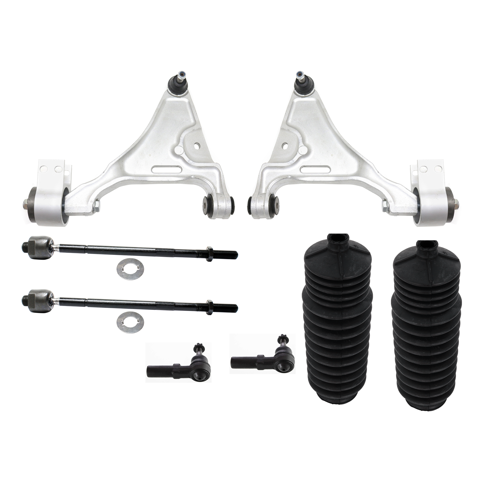 AM LUCERNE DTS 06-11 FRONT CONTROL ARM RH AND LH Lower w ball joint s 8 pc Kit with Steering Rack Boot Tie Rod End SKU KIT 122024 C772 OEM 15939599-15939600-21011025-382