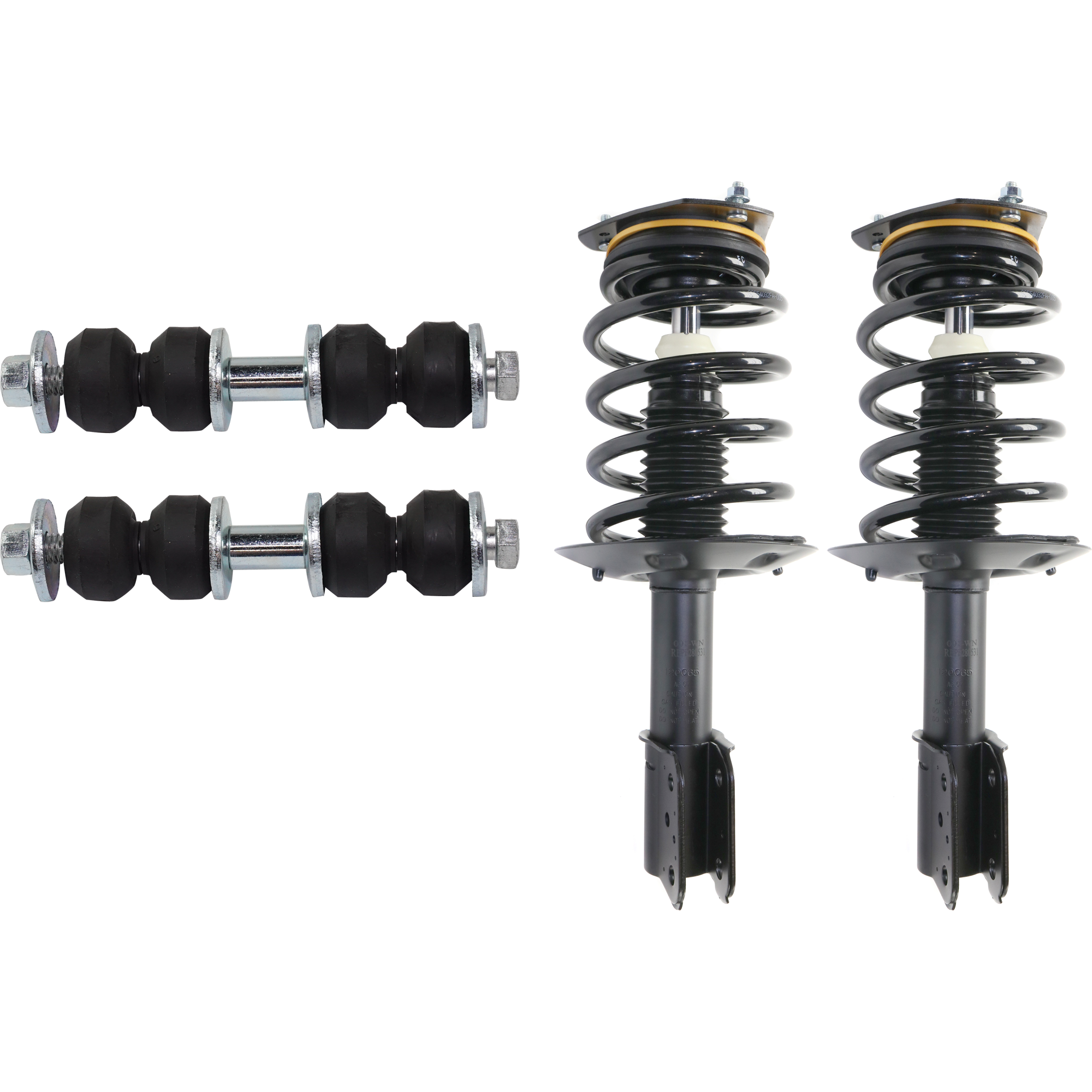 AM RENDEZVOUS 02-07 AZTEK 01-05 FRONT FULLY LOADED STRUT RH AND LH Gas Charged Twin tube 4 pc kit with Sway Bar Link SKU KIT 122024 C795 OEM 10314753-10314754-2652257-5451