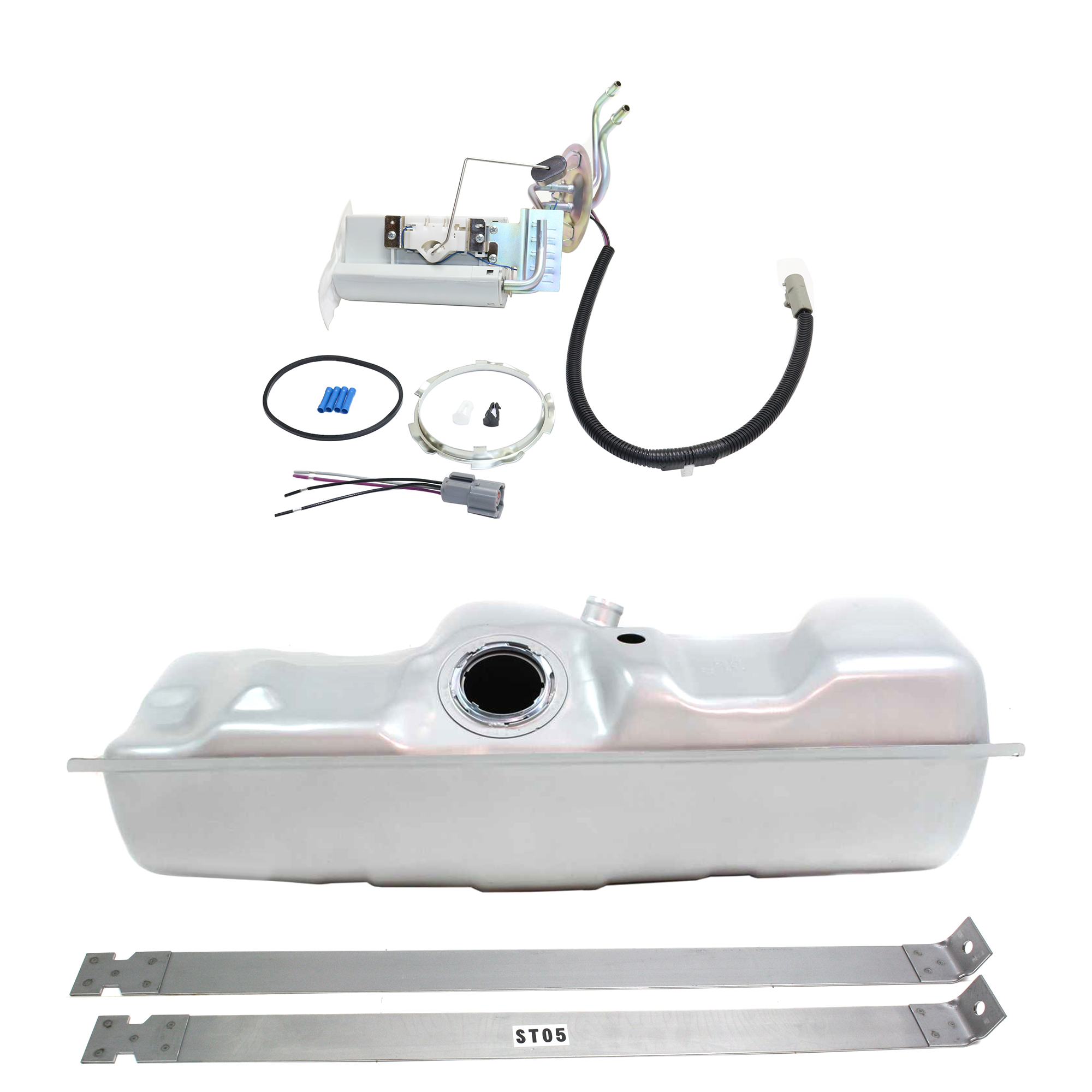 AM F SERIES 92-96 FUEL TANK Side Mount 16 Gal. Short Bed 4 pc Kit with Fuel Pump and Fuel Tank Strap SKU KIT 122024 C79 OEM F6TZ9002M 2930191-4011014 A460