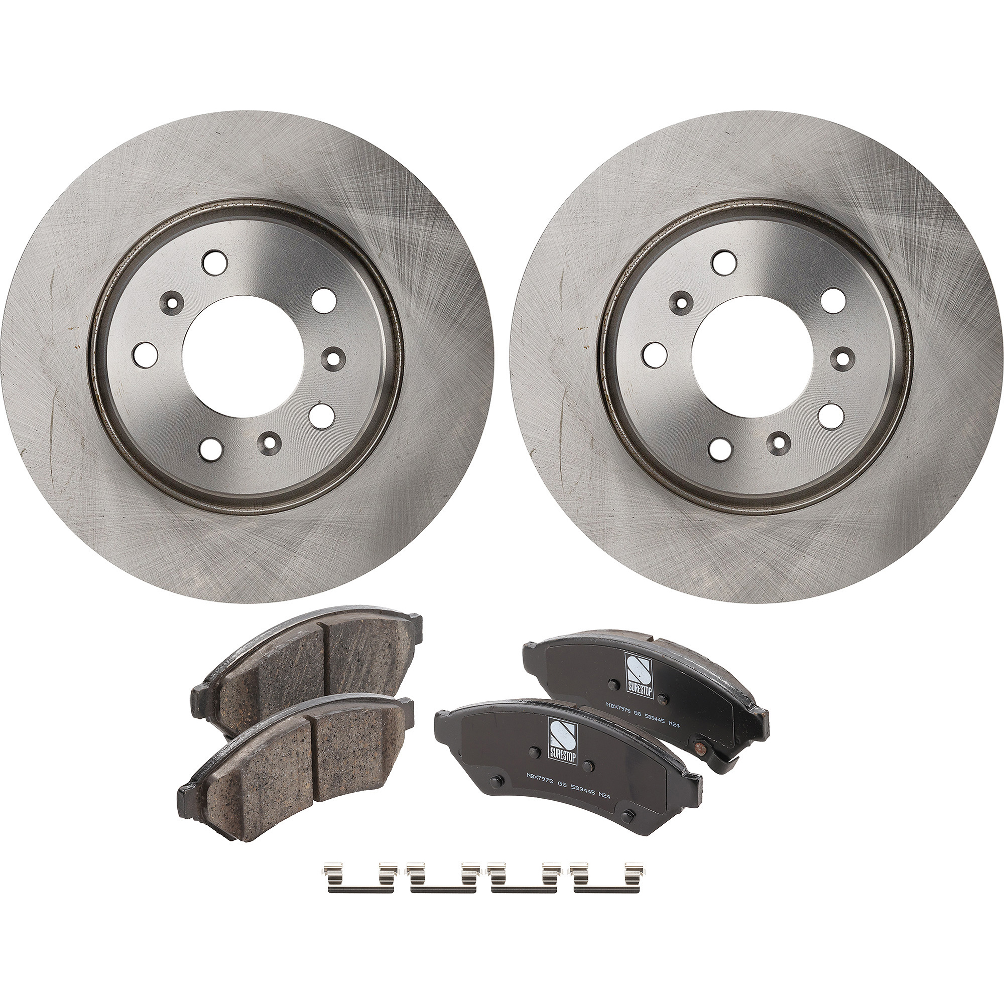 AM GRAND PRIX 05-08 LACROSSE 05-09 FRONT BRAKE DISC AND PAD KIT 4 pc kit Plain Surface SKU KIT 122024 C833 OEM 18048698-19121389-19137369-889