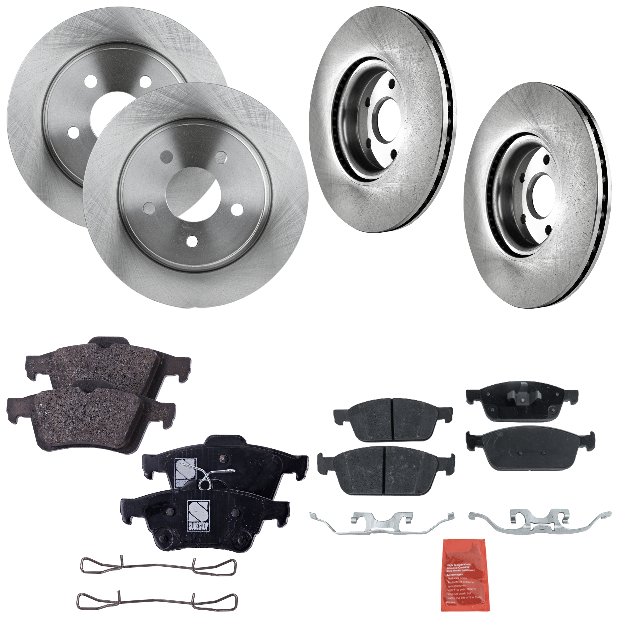 AM ESCAPE 13-16 TRANSIT CONNECT 14-18 FRONT AND REAR BRAKE DISC AND PAD KIT 8 pc kit Plain Surface SKU KIT 122322-02 OEM 42283-850345-60054093-680999R