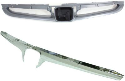 AM ACCORD 06-07 GRILLE MOLDING CENTER Chrome Sedan 2 pc Kit w Grille Assembly SKU KIT 21915-01 Partslink HO1200179 HO1210118 HO1210120 OEM 71122SDAA10-71121SDAA10ZA