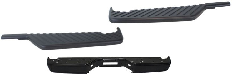 AM TITAN 04-14 STEP BUMPER FACE BAR AND PAD 3 pc Kit w Pad Provision w o Mounting Bracket Black Steel w Side Pads SKU KIT 21915-09 Partslink NI1102152 NI1196100 NI1197100 OEM 850309FM0B 850637S200-850627S2