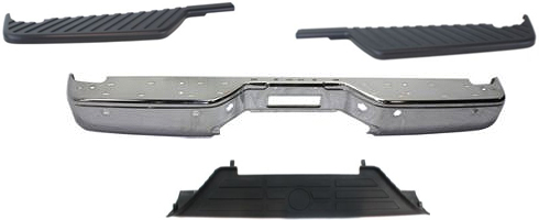 AM TITAN 04-15 STEP BUMPER FACE BAR AND PAD 4 pc Kit w Pad Provision w o Mounting Bracket w Center and Side Pads SKU KIT 21915-10 Partslink NI1102150 NI1191100 NI1196100 NI1197100 OEM 850309FM0D 850747S200-850637S2