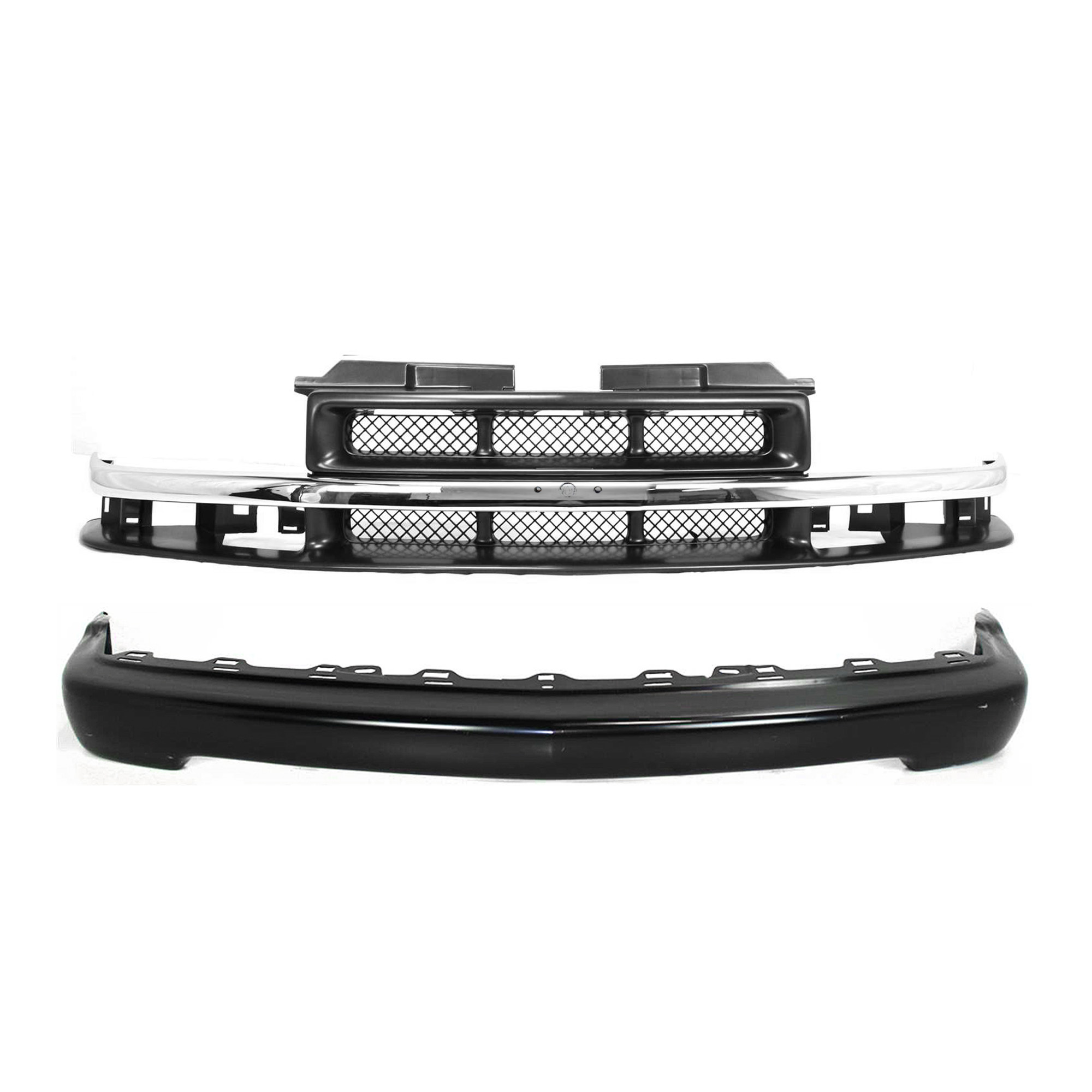 AM BLAZER 98-05 FRONT BUMPER 2 pc kit with Grille SKU KIT 30215-11 Partslink GM1002367 GM1200419 OEM 15007660-15048519