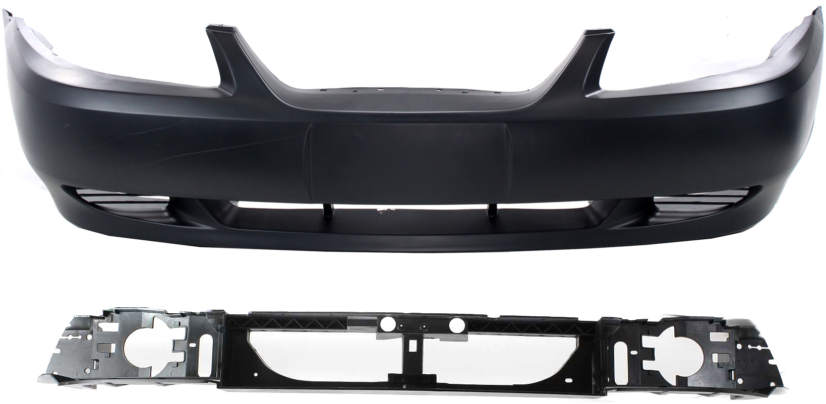 AM MUSTANG 99-04 FRONT BUMPER COVER 2 pc kit with Header Panel SKU KIT 30215-26 Partslink FO1000437 FO1221119 OEM YR3Z17D957EA 3R3Z8A284AA