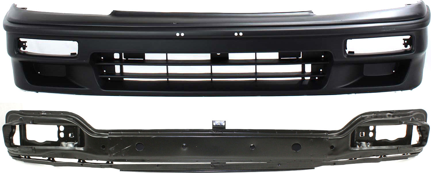 AM CRX 90-91 FRONT BUMPER COVER 2 pc kit with Bumper Reinforcement Coupe SKU KIT 30215-30 Partslink HO1000143 HO1006118 OEM 71101SH2A10ZZ 71130SH2A03