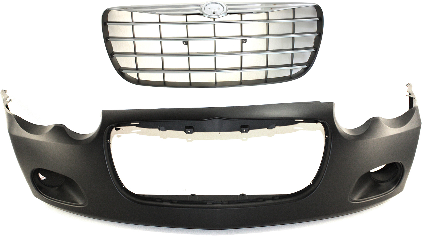 AM SEBRING 04-05 FRONT BUMPER COVER 2 pc kit with Grille SKU KIT 30215-40 Partslink CH1000404 CH1200286 OEM 4805896AB 4805892AC