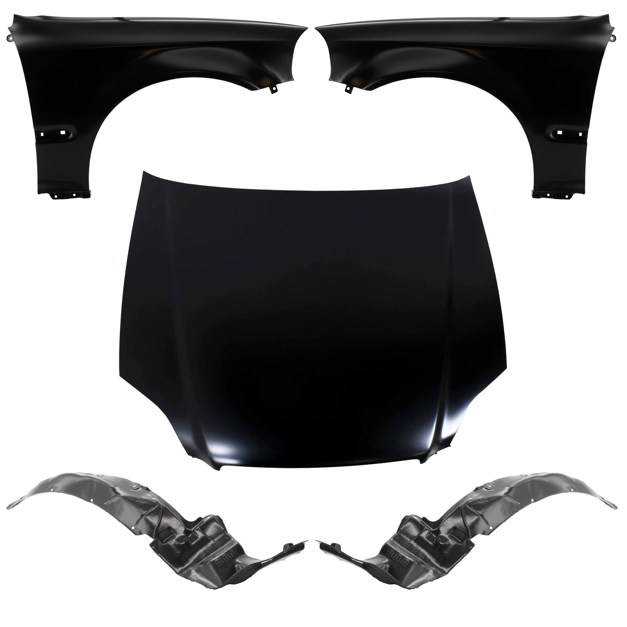 AM CIVIC 96-98 HOOD 5 pc Kit with Fender Liners and Fenders SKU KIT 30715-13 Partslink HO1230120 HO1240143 HO1241143 HO1248103 HO1249103 OEM 60100S04010ZZ 60261S04A00ZZ 60