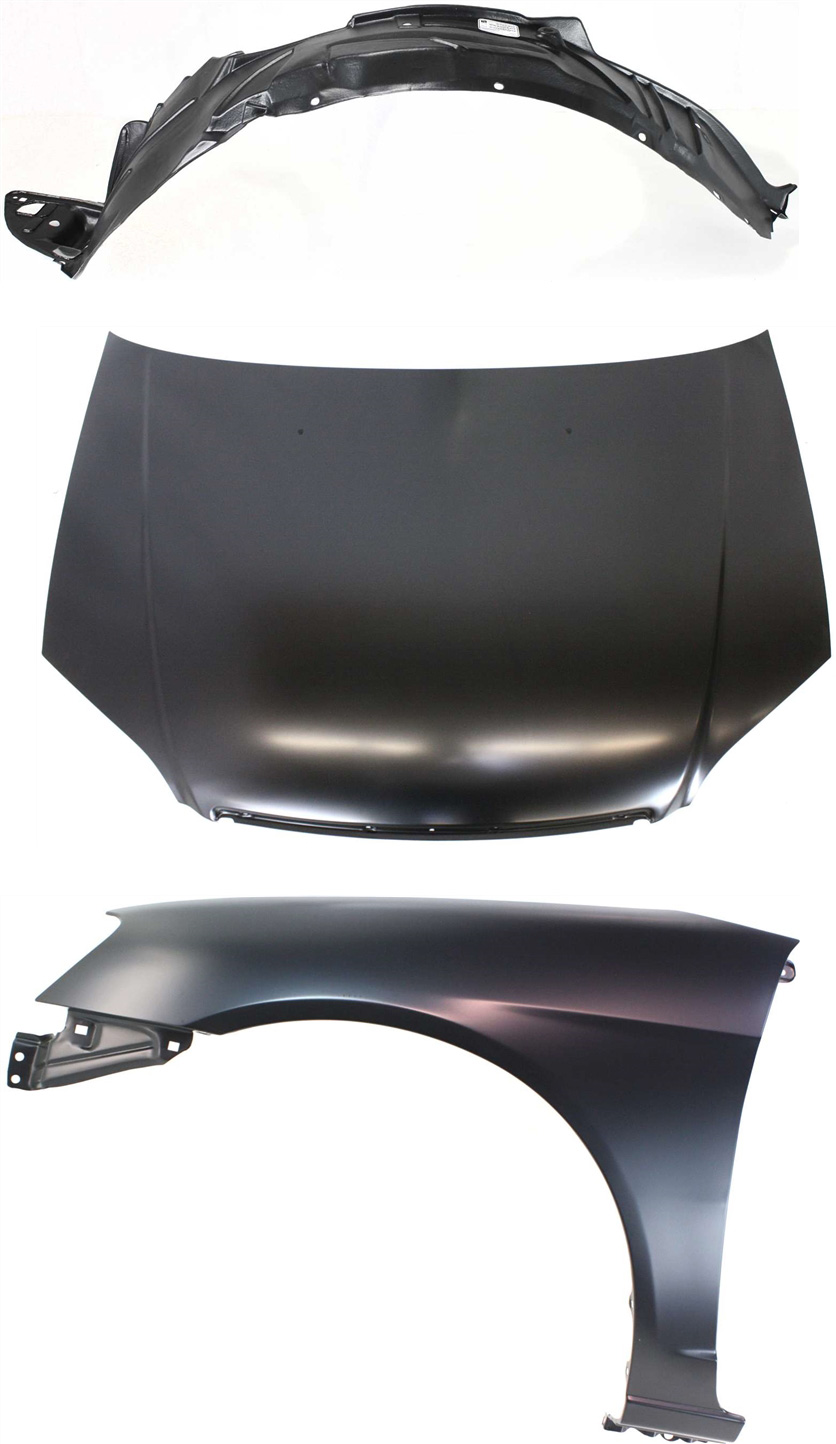 AM CIVIC 01-03 HOOD 3 pc Kit with Fender and Fender Liner SKU KIT 30715-15 Partslink HO1230134 HO1240153 HO1248109 OEM 60100S5DA90ZZ 60261S5DA90ZZ 74