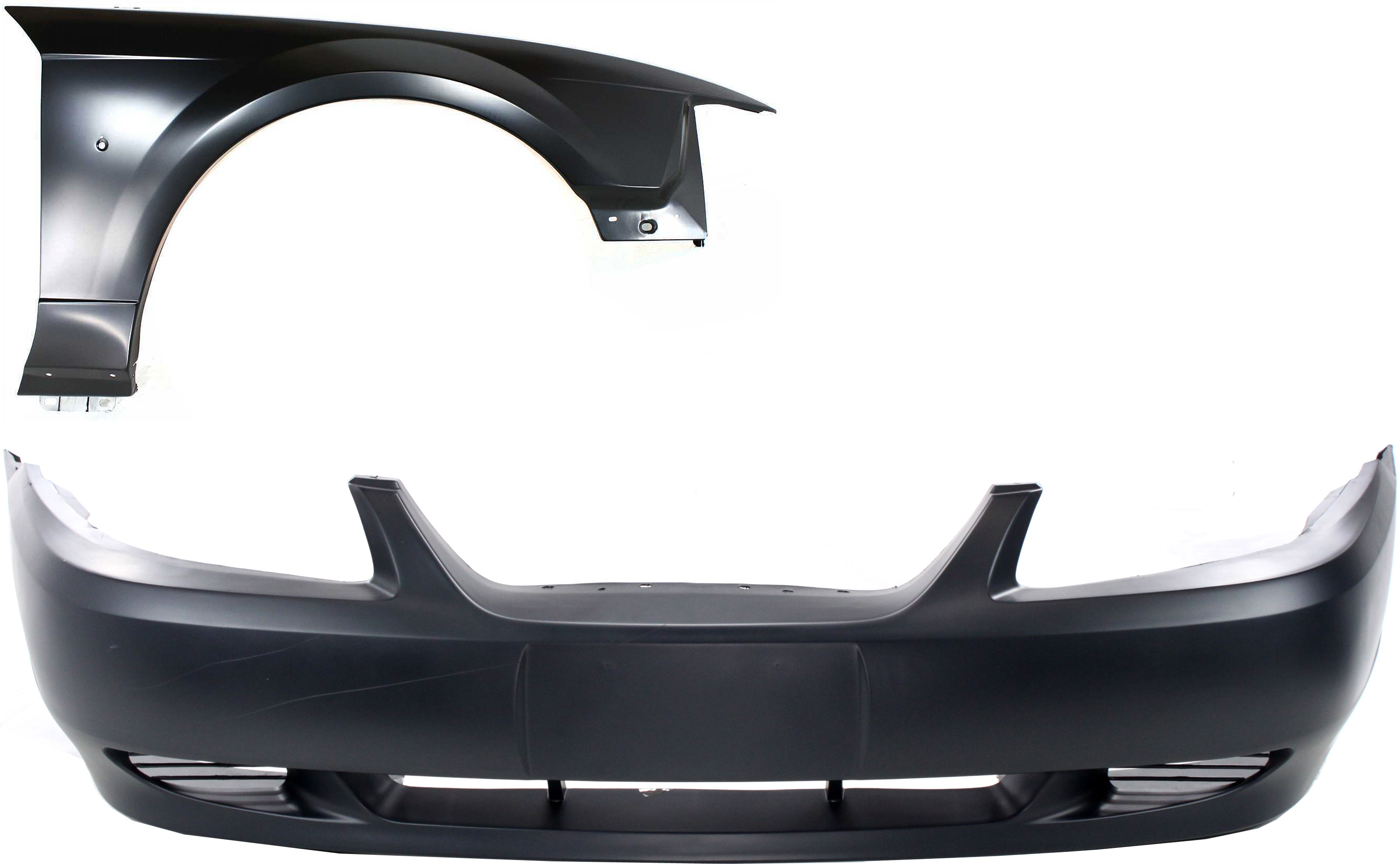 AM MUSTANG 99-04 FRONT FENDER RH 2 pc Kit Includes Bumper Cover SKU KIT 30715-24 Partslink FO1241201 FO1000437 OEM XR3Z16005AA YR3Z17D957EA
