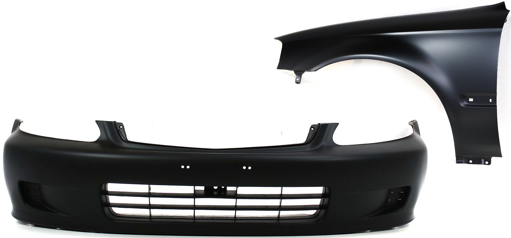 AM CIVIC 99-00 FRONT BUMPER COVER Primed 2 pc kit with Fender SKU KIT 30715-35 Partslink HO1000184 HO1240151 OEM 04711S01A01ZZ 60261S01A10ZZ