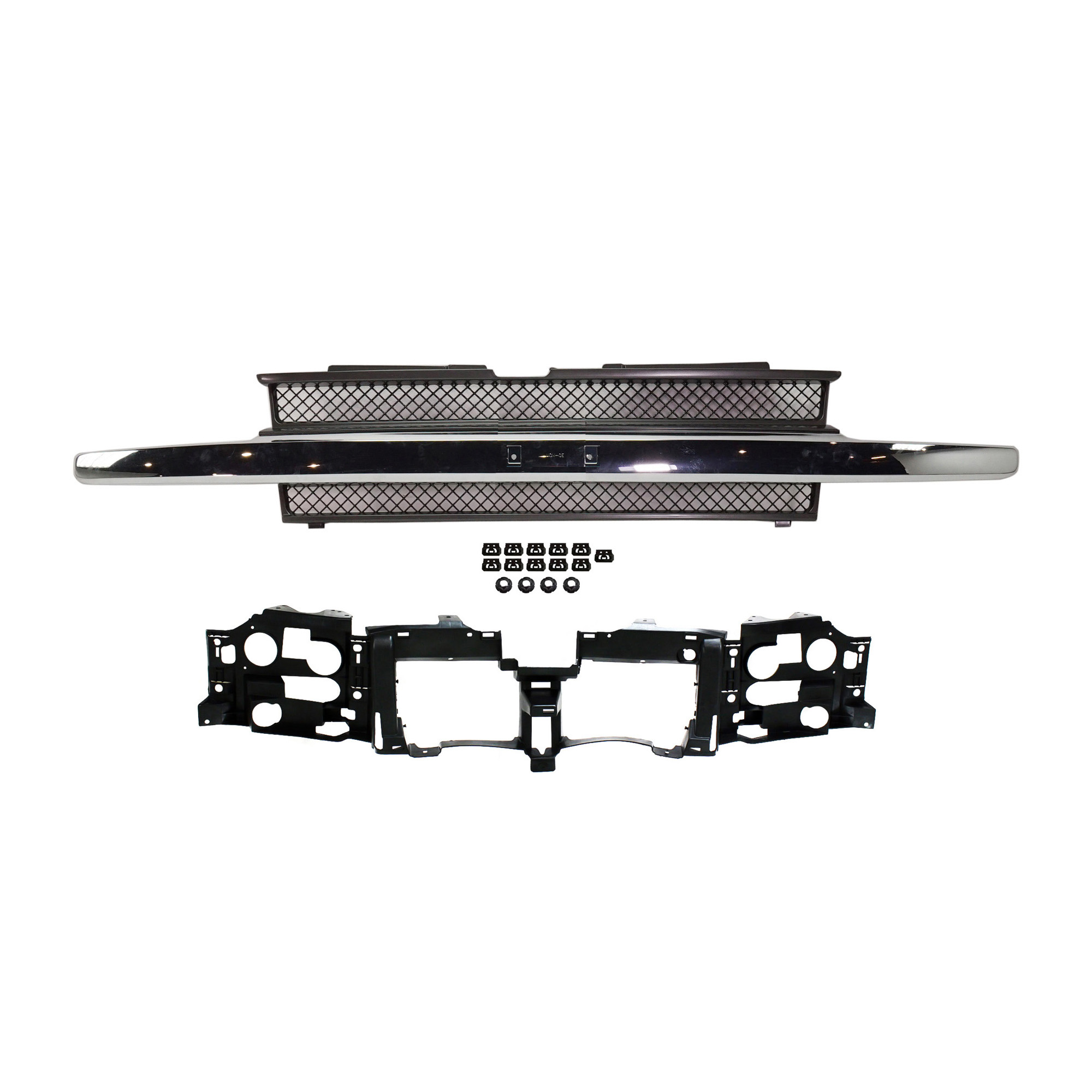 AM TRAILBLAZER TRAILBLAZER EXT 02-05 GRILLE 2 pc Kit with Header Panel SKU KIT 32815-10 Partslink GM1200477 GM1221125 OEM 10358128-15831182