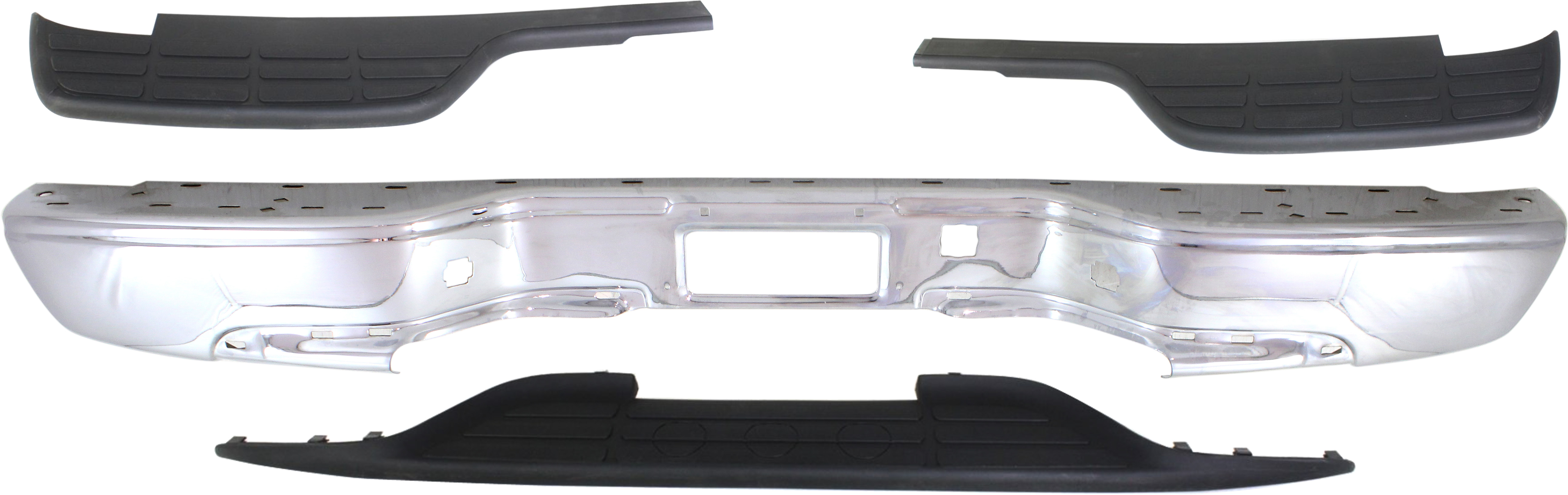 AM SILVERADO SIERRA 99-07 STEP BUMPER FACE BAR AND PAD w Pad Provision w o Mounting Bracket Steel Chrome w Center and Side Pads Fleetside SKU KIT 32815-34 Partslink GM1102411 GM1191121 GM1191120 GM1191119 OEM 12473000-12335696-15738017-157