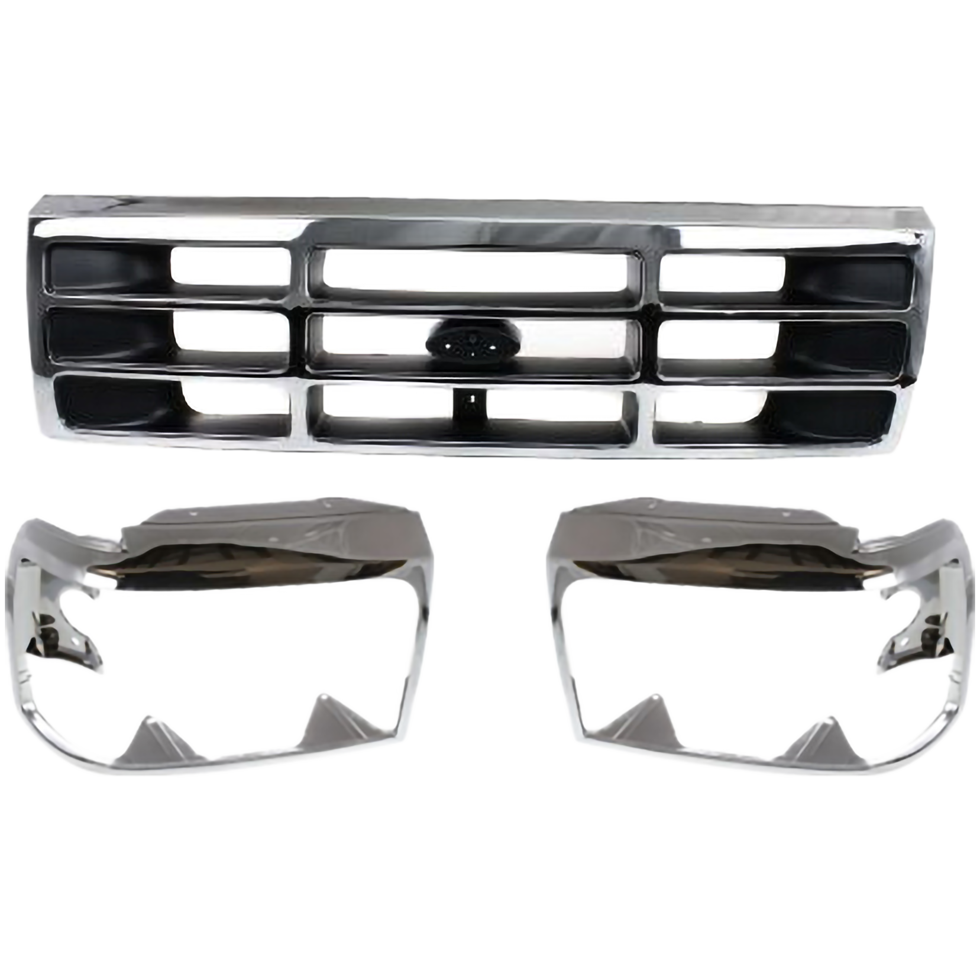 AM BRONCO 92-96 F SERIES 92-97 GRILLE 3 pc Kit with Headlight Doors SKU KIT 41013-03 Partslink FO1200173 FO2512130 FO2513131 OEM F4TZ8200A F2TZ13064D F2TZ13064