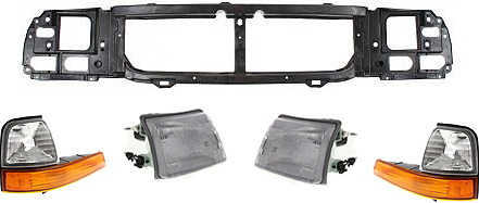AM RANGER 98-00 HEADER PANEL 5 pc Kit Thermoplastic and Fiberglass with Corner Lights and Headlights SKU KIT 41013-05 Partslink FO1220215 FO2520144 FO2521144 FO2502151 FO2503151 OEM XL5Z8A284AA F87Z13201BA XL5Z13