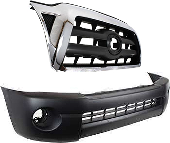 AM TACOMA 05-08 FRONT BUMPER COVER Textured 2 pc kit with Grille SKU KIT 41013-10 Partslink TO1000304 TO1200268 OEM 5211904010-5310004360