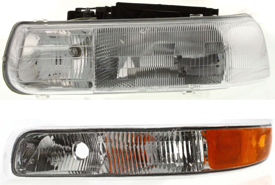 AM SILVERADO 99-02 TAHOE 00-06 HEAD LAMP LH with Bulb 2 pc Kit with Parking Light SKU KIT 50115-51 Partslink GM2502187 GM2520173 OEM 16526133-15199558