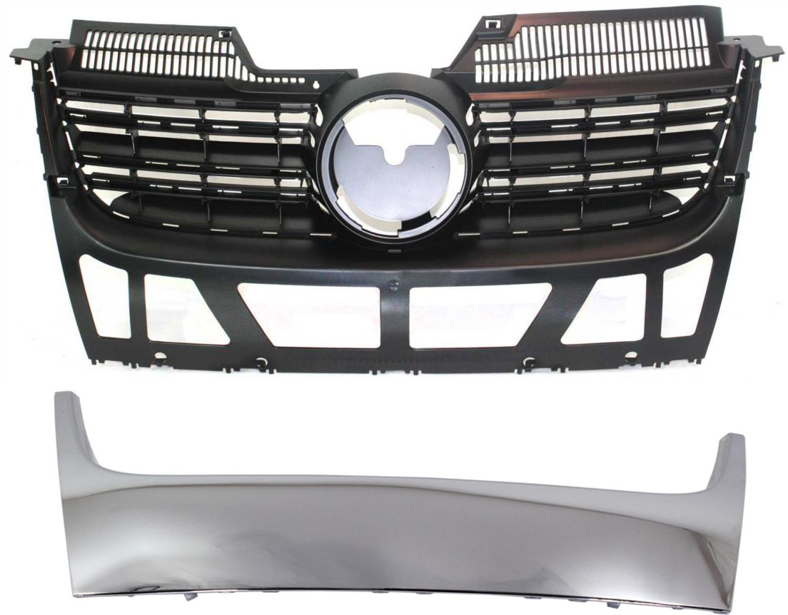 AM JETTA 05-10 GRILLE MOLDING Lower 2 pc Kit with Grille SKU KIT 50915-05 Partslink VW1210100 VW1200139 OEM 1K5853761A2ZZ 1K5853653C9B9