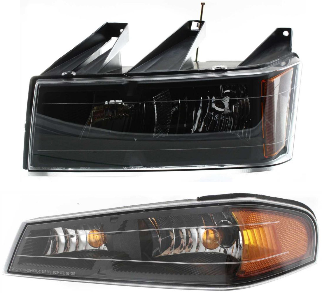 AM CANYON COLORADO 04-12 HEAD LAMP LH Assembly Halogen 2 pc Kit with Corner Light SKU KIT 50915-14 Partslink GM2502234 GM2520189 OEM 20766569-19328954-19418419