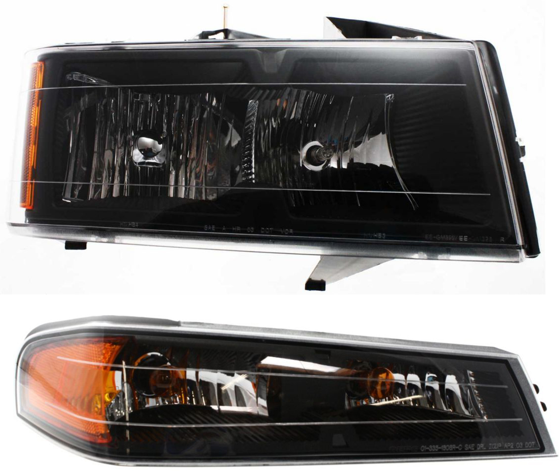 AM CANYON COLORADO 04-12 HEAD LAMP RH Assembly Halogen 2 pc Kit with Corner Light SKU KIT 50915-15 Partslink GM2503234 GM2521189 OEM 20766570-19328955-19418418