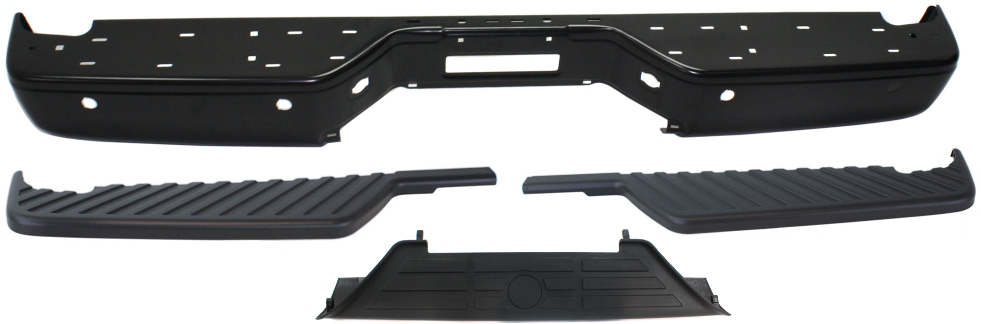 AM TITAN 04-15 STEP BUMPER FACE BAR AND PAD 4 pc Kit w Pad Provision w o Mounting Bracket Steel w Side Pads SKU KIT 50915-19 Partslink NI1196100 NI1197100 NI1191100 OEM 850309FM0B PFM 850309FM0G 8506
