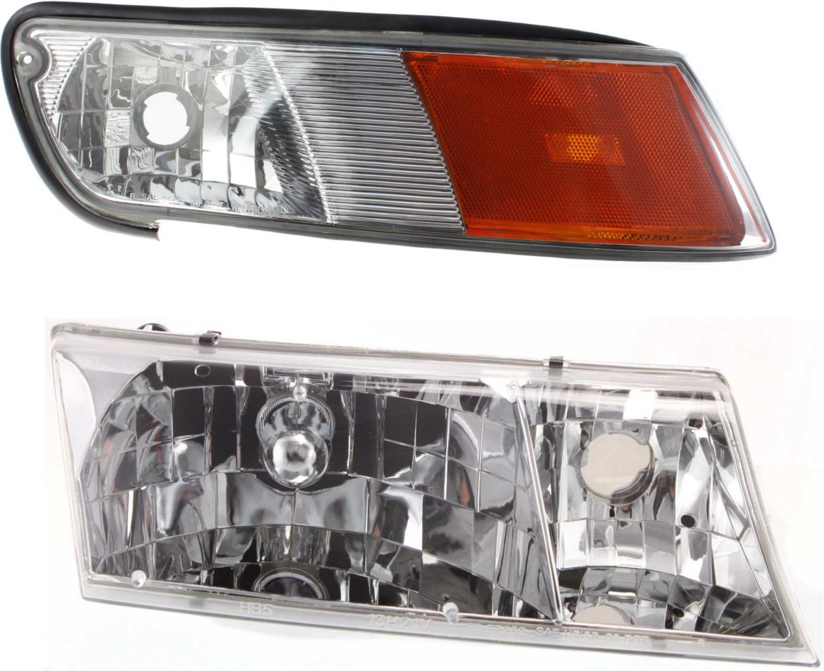 AM GRAND MARQUIS 98-02 HEAD LAMP RH Assembly Halogen 2 pc Kit with Corner Light SKU KIT 50915-30 Partslink FO2503149 FO2551124 OEM YW3Z13008BB XW3Z15A201AB