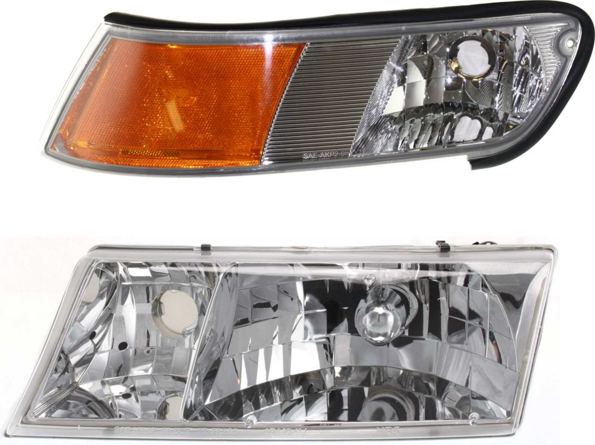 AM GRAND MARQUIS 98-02 HEAD LAMP LH Assembly Halogen 2 pc Kit with Corner Light SKU KIT 50915-31 Partslink FO2502149 FO2550124 OEM YW3Z13008CB XW3Z15A201BB
