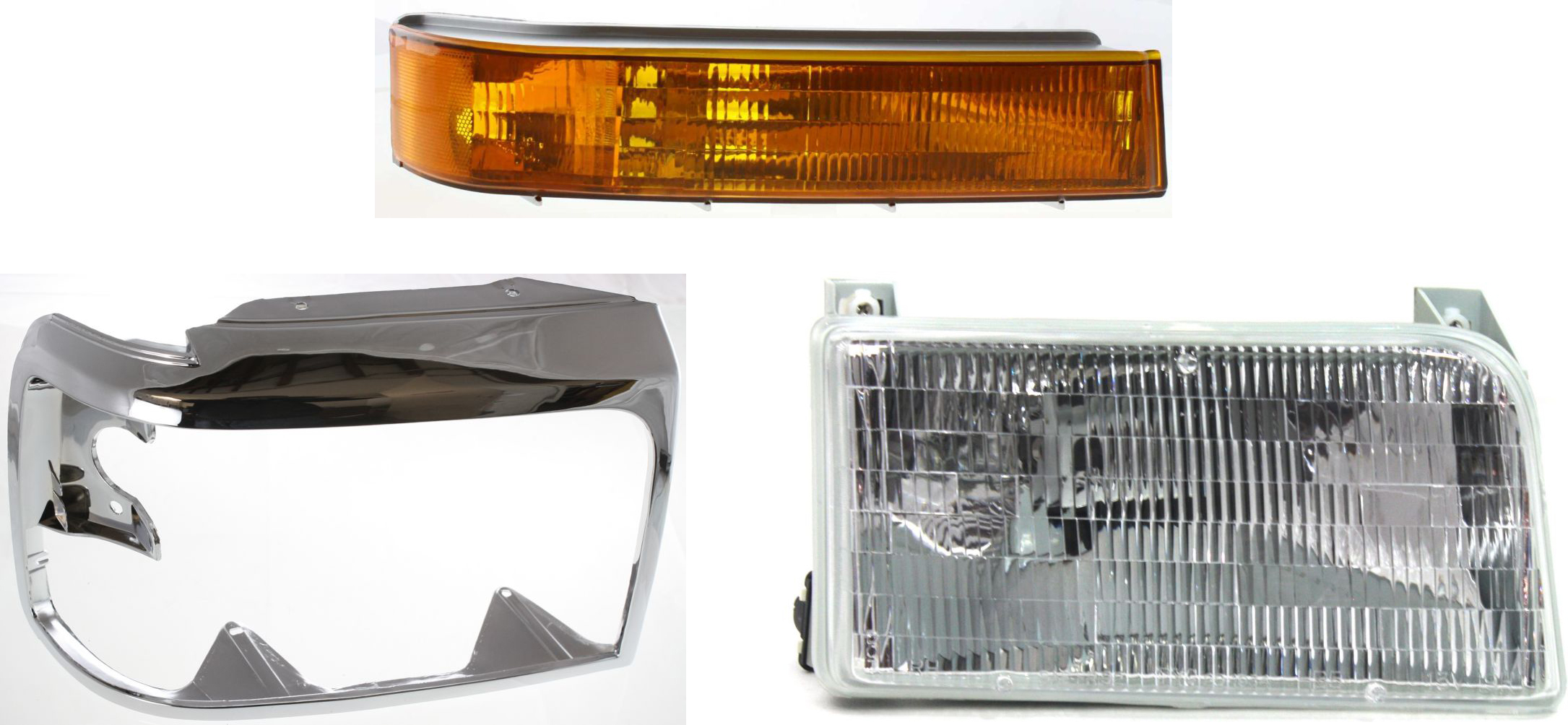 AM F SERIES F SUPER DUTY 92-97 HEAD LAMP RH Assembly Halogen 3 pc Kit with Headlight Door and Turn Signal Light SKU KIT 50915-36 Partslink FO2503114 FO2513131 FO2521114 OEM F2TZ13008A F2TZ13064C F5TZ1320