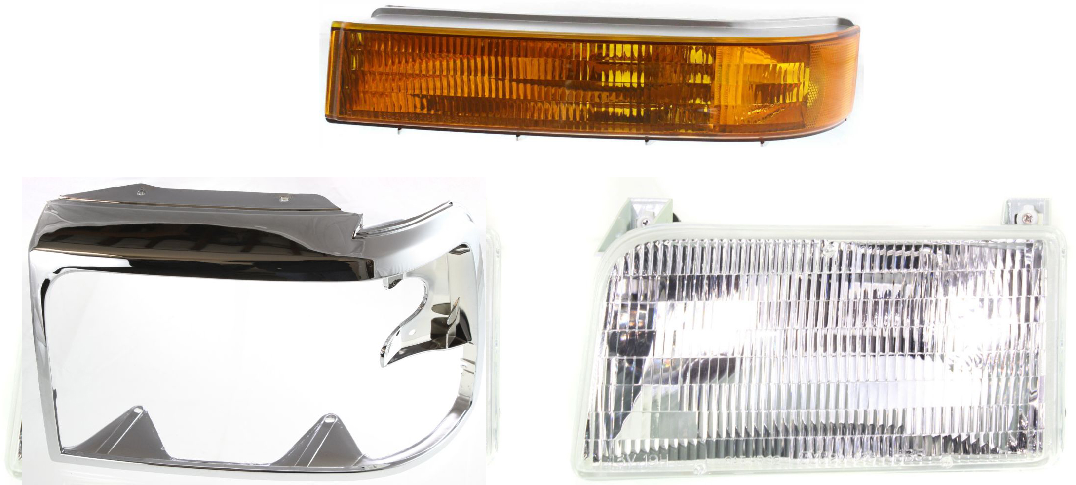 AM F SERIES F SUPER DUTY 92-97 HEAD LAMP LH Assembly Halogen 3 pc Kit with Headlight Door and Turn Signal Light SKU KIT 50915-37 Partslink FO2502118 FO2512130 FO2520116 OEM F2TZ13008B F2TZ13064D F5TZ1320