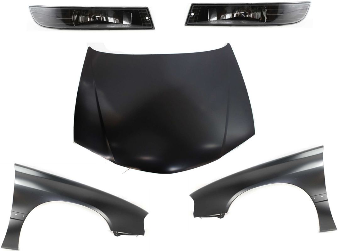 AM IMPALA 00-05 HOOD 5 pc Kit with Fenders and Fog Lights SKU KIT 51415-03 Partslink GM1230238 GM1240273 GM1241273 GM2592118 GM2593118 OEM 19120224-89025179-89025178-103