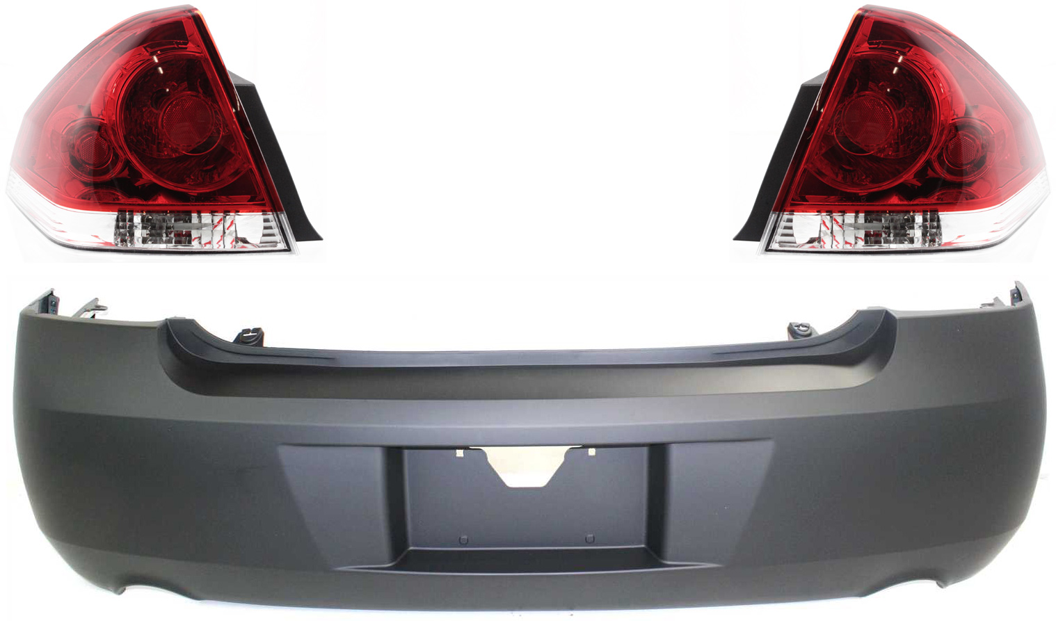 AM IMPALA 06-13 IMPALA LIMITED 14-16 REAR BUMPER COVER 3 pc kit with Tail Lights SKU KIT 51415-06 Partslink GM1100736 GM2800193 GM2801193 OEM 19120961-25971597-25971598