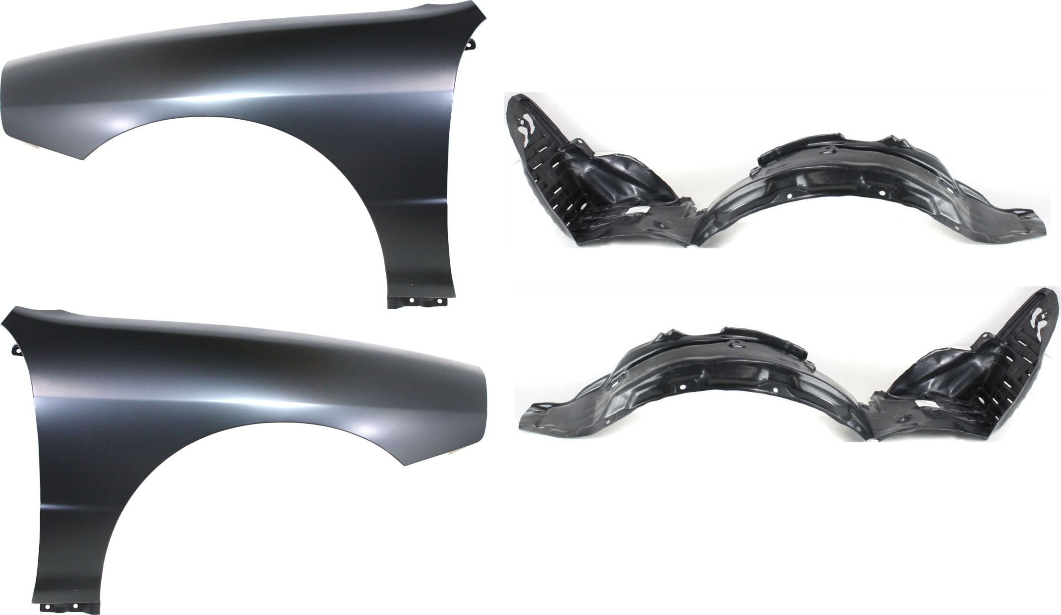 AM INTEGRA 98-01 FRONT FENDER RH AND LH 4 pc kit with Fender Liner SKU KIT 51415-12 Partslink AC1240107 AC1241107 AC1248101 AC1249101 OEM 60211ST7A91ZZ 60261ST7A91ZZ 74