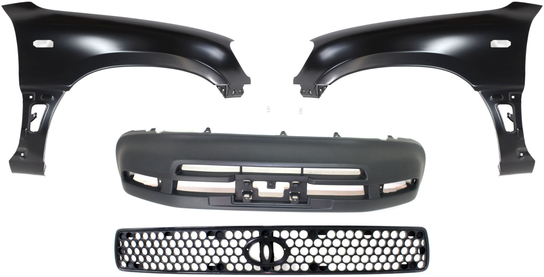 AM RAV4-96-97 FRONT FENDER RH AND LH 4 pc Kit Includes Bumper Cover and Grille SKU KIT 60615-145 Partslink TO1240163 TO1241163 TO1000183 TO1200208 OEM 5380142030-5380242030-52119429