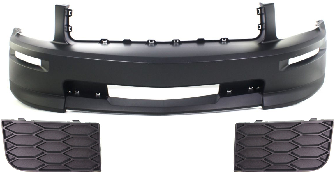 AM MUSTANG 07-09 FRONT BUMPER COVER Primed 3 pc kit with Fog Light Covers SKU KIT 60615-27 Partslink FO1000614 FO1038112 FO1039112 OEM 7R3Z17D957AAPTM 7R3Z17E811AA 7