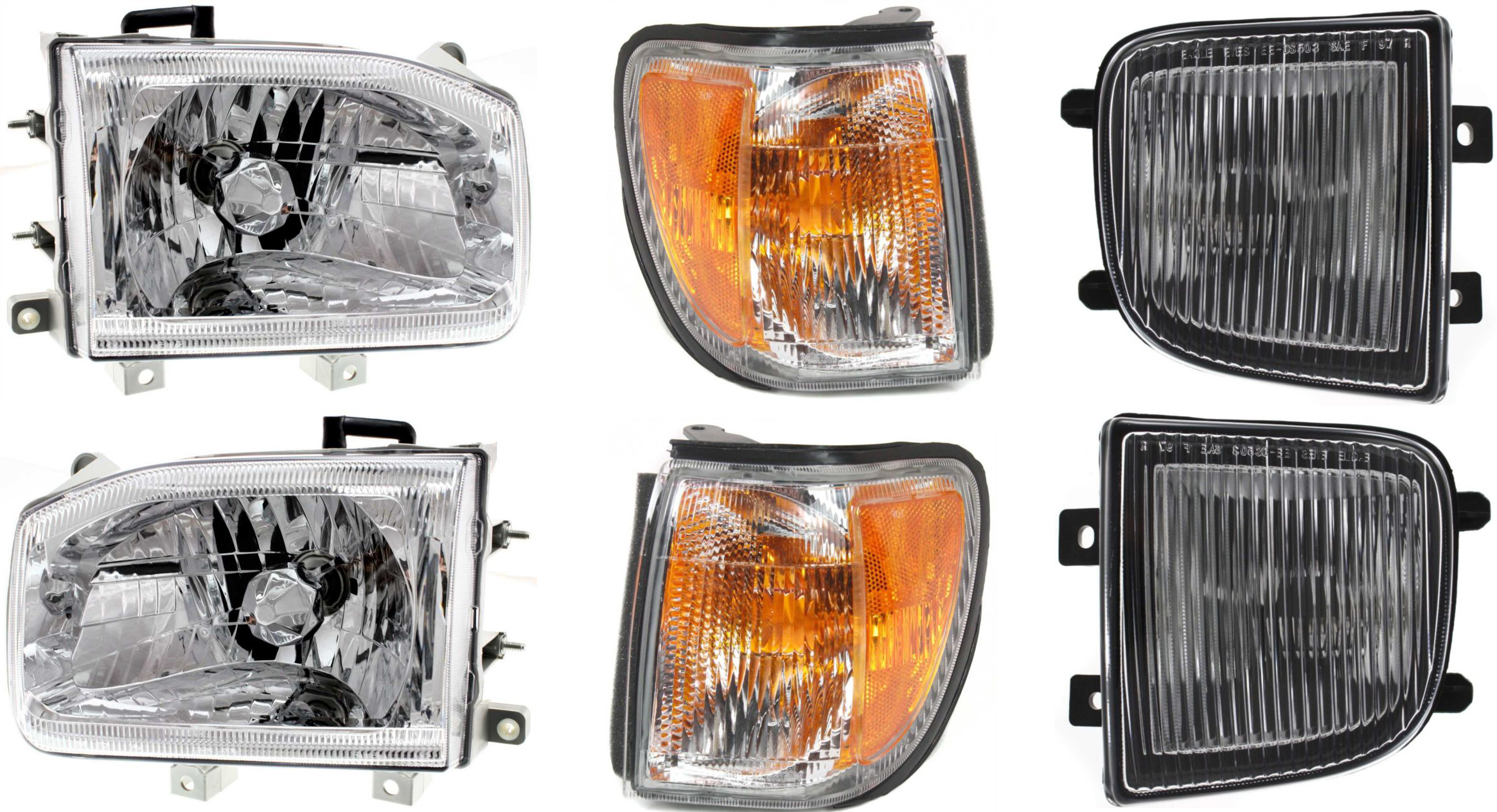 AM PATHFINDER 99-04 FOG LAMP RH AND LH 6 pc kit Assembly Halogen includes Corner Light and Headlight SKU KIT 60615-91 Partslink NI2592108 NI2593108 NI2520127 NI2521127 NI2502127 NI2503127 OEM 261502W125-261552W125-261252W6