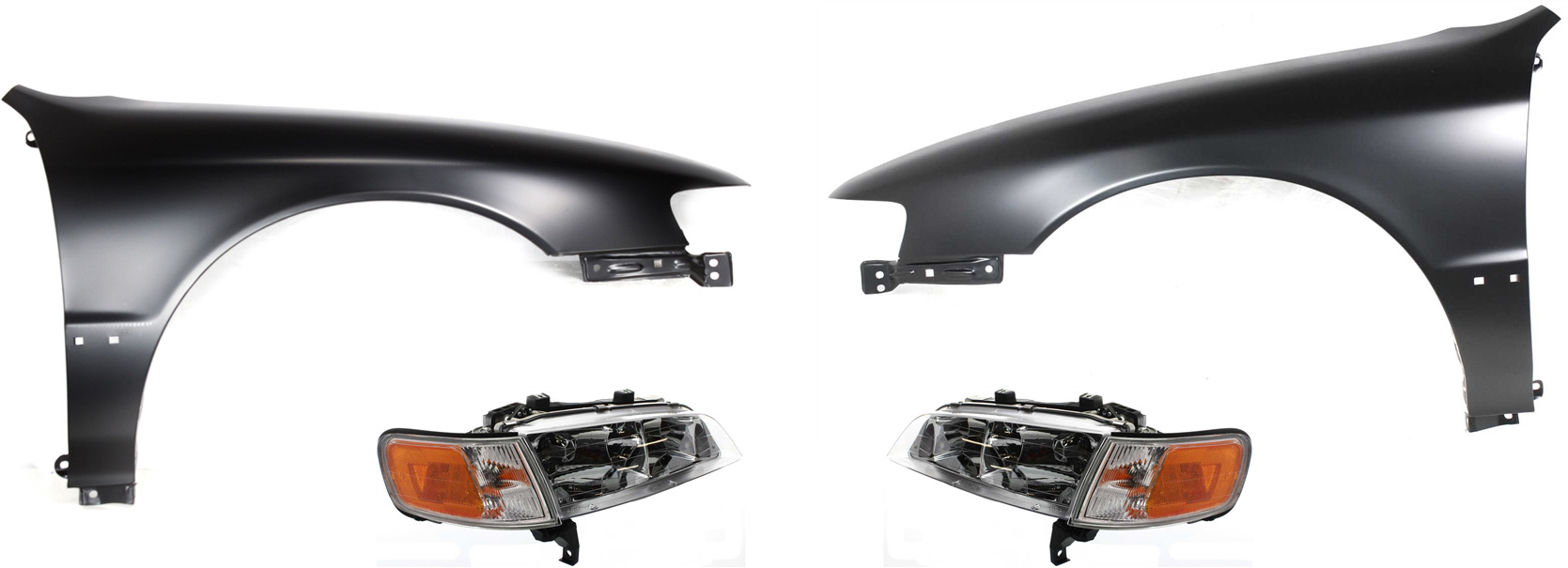 AM ACCORD 94-97 HEAD LAMP RH AND LH Assembly Halogen 4 pc Kit with Fenders SKU KIT 61115-31 Partslink HO2503106 HO2502106 HO1240122 HO1241122 OEM 33100SV4A02-33150SV4A02-60261S