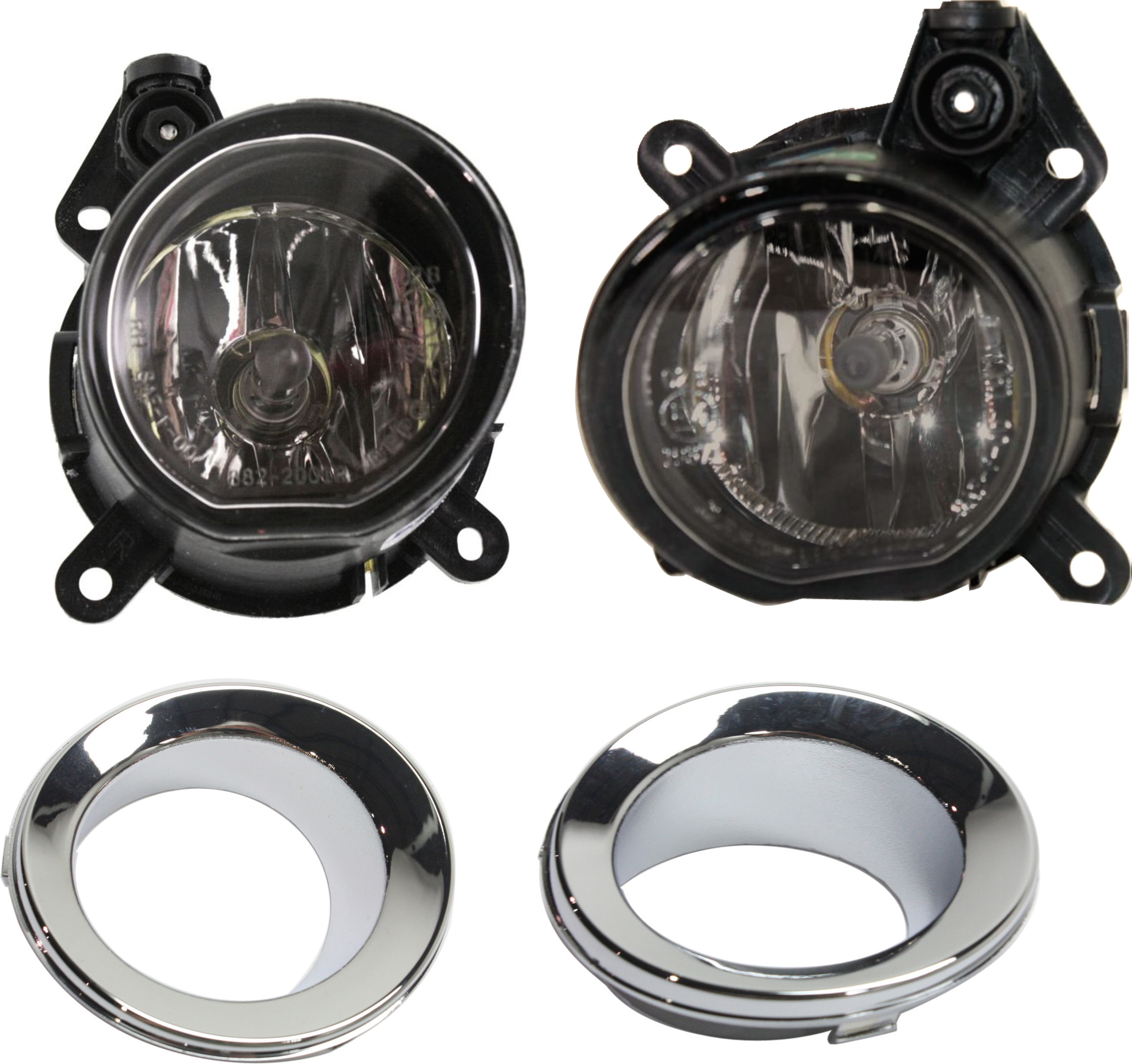 AM COOPER 05-08 FOG LAMP RH AND LH 4 pc kit Assembly Halogen includes Fog Light Trim SKU KIT 61115-49 Partslink MC2593101 MC2592101 MC1038100 MC1039100 OEM 63176925050-63176925049-511171