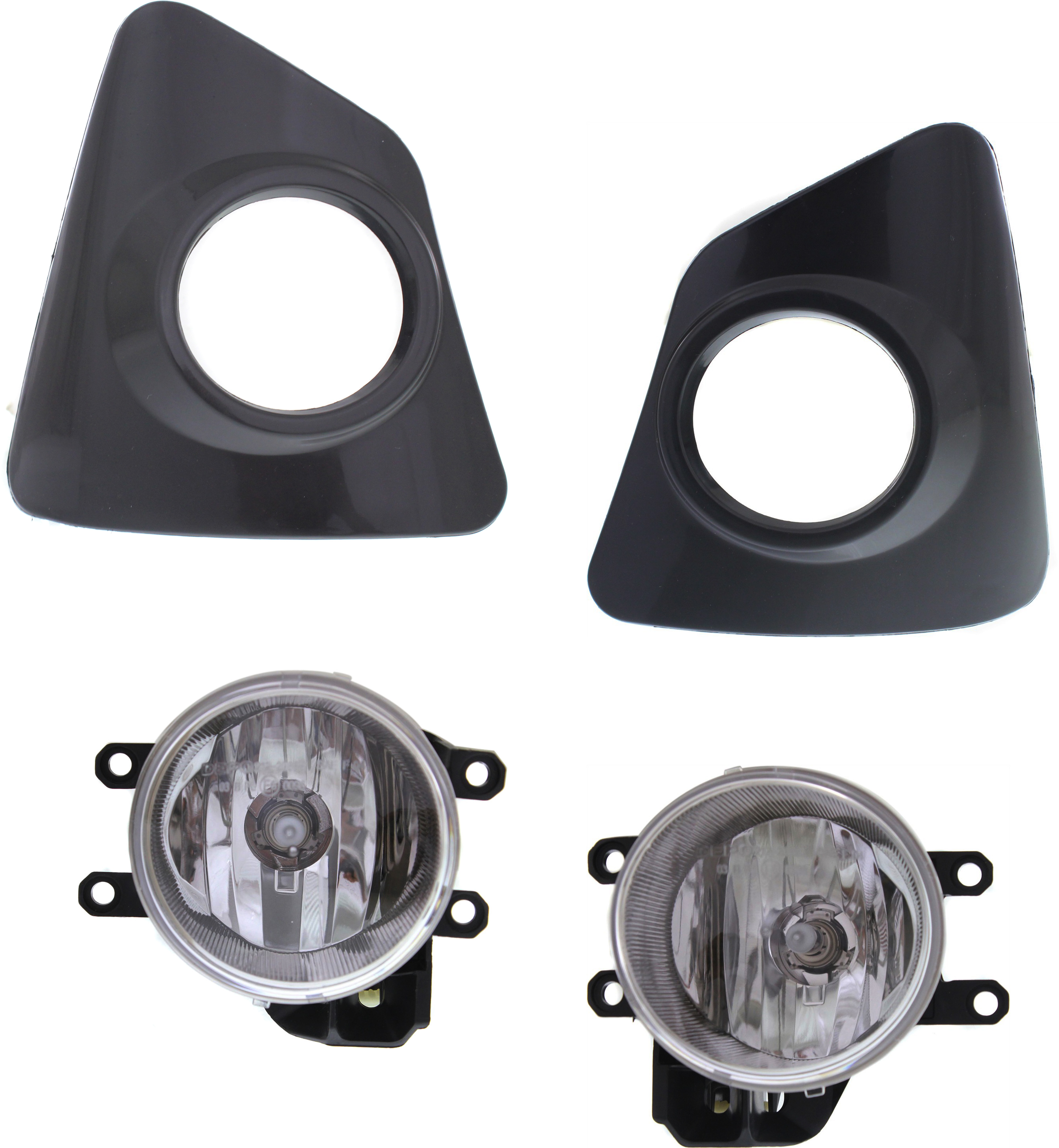 AM COROLLA 14-16 FOG LAMP RH AND LH 4 pc kit Assembly Halogen includes Fog Light Trim SKU KIT 62015-40 Partslink TO2593129 TO2592129 TO1038172 TO1039172 OEM 8121002160-8122002160-81482024