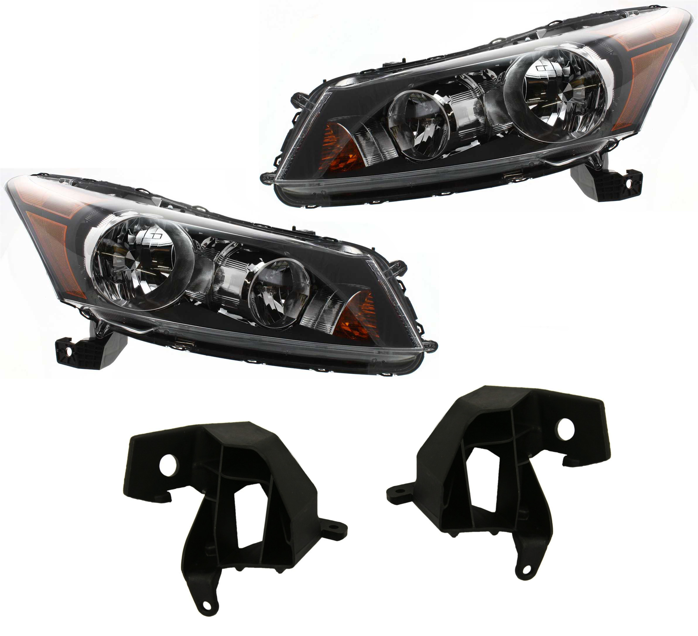 AM ACCORD 08-12 HEAD LAMP RH AND LH with Bulbs 4 pc Kit with Headlight Brackets SKU KIT 62015-49 Partslink HO2503130 HO2502130 HO2508106 HO2509106 OEM 33100TA0A01-33150TA0A01-06150T