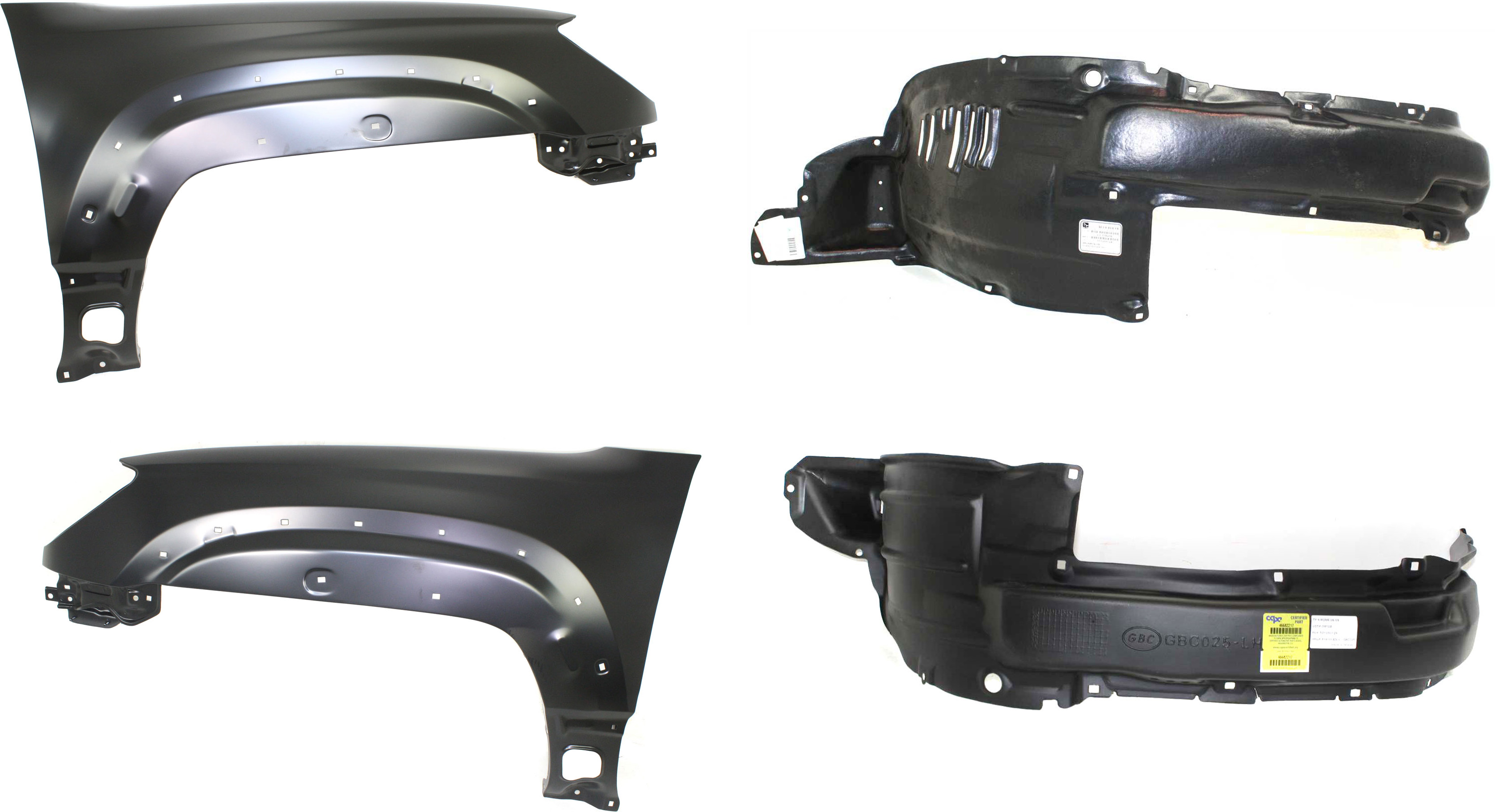 AM 4RUNNER 06-09 FRONT FENDER RH AND LH 4 pc Kit Primed with Fender Liner SKU KIT 70315-08 Partslink TO1240216 TO1241216 TO1250124 TO1251124 OEM 5380135580-5380235670-53876350