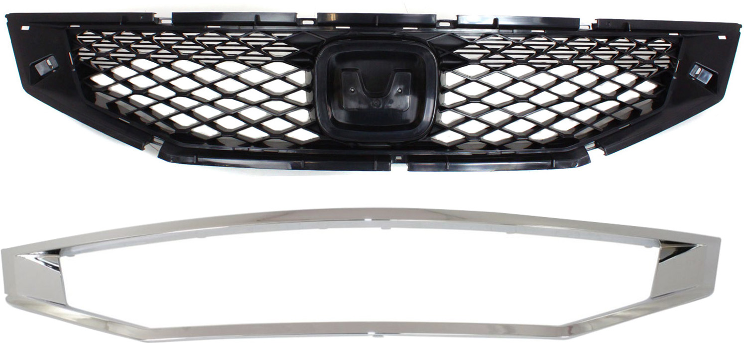 AM ACCORD 08-10 GRILLE 2 pc Kit Coupe with Grille Trim SKU KIT 70315-37 Partslink HO1200192 HO1210123 OEM 71121TE0A01-71122TE0A01